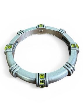 Lia Sophia INDUSTRY Bracelet Silver-Tone Stretch Bangle with Lime Green Stones
